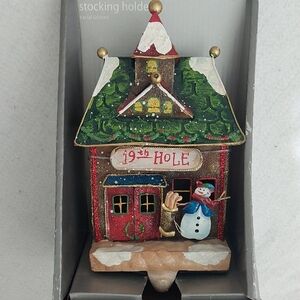 Festive Holiday 19th Hole Golf House Stocking Holder NIB